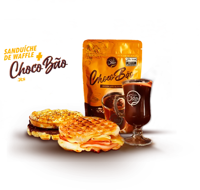 sanduiche de waffle + chocobão por R$ 19,90
